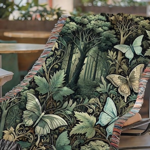 William Morris vlinderdeken: natuurgeweven katoenen plaid