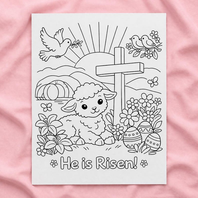 Christian Bible Verse Coloring Page | He is Risen | Sunday School ...