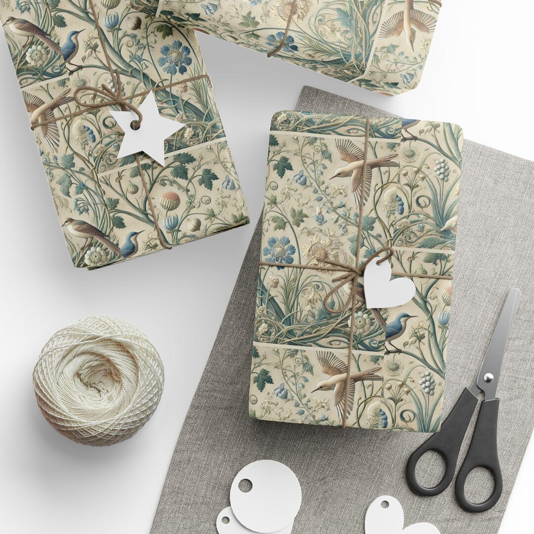 Floral William Morris Pattern Wrapping Paper | Vintage Botanical Gift ...