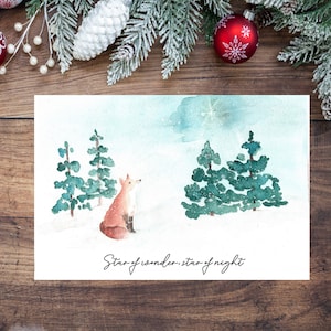 Cartes de Noël aquarelle renard