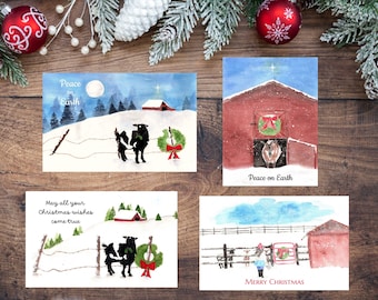 Watercolor Goat Christmas Card Set