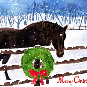 Carte de Noël cheval noir