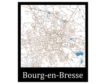 Carte géographique en bois de Bourg en Bresse