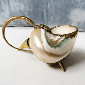 Copper-coated mother-of-pearl bowl, mother-of-pearl matini wine cup. bridesmaid gifts, mother of pearl wine cups for beach weddings