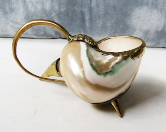 Copper-coated mother-of-pearl bowl, mother-of-pearl matini wine cup. bridesmaid gifts, mother of pearl wine cups for beach weddings
