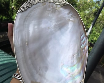 Mother-of-pearl bowl, 30-32cm long mother-of-pearl bowl, beautiful large mother-of-pearl bowl, home decoration, jewelry, fruit