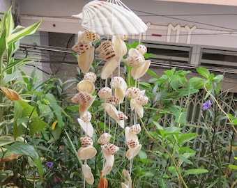 seashell wind chimes, snail shell wind chimes, seashell strings, snail shell strings, balcony wind chimes, handmade wind chimes,