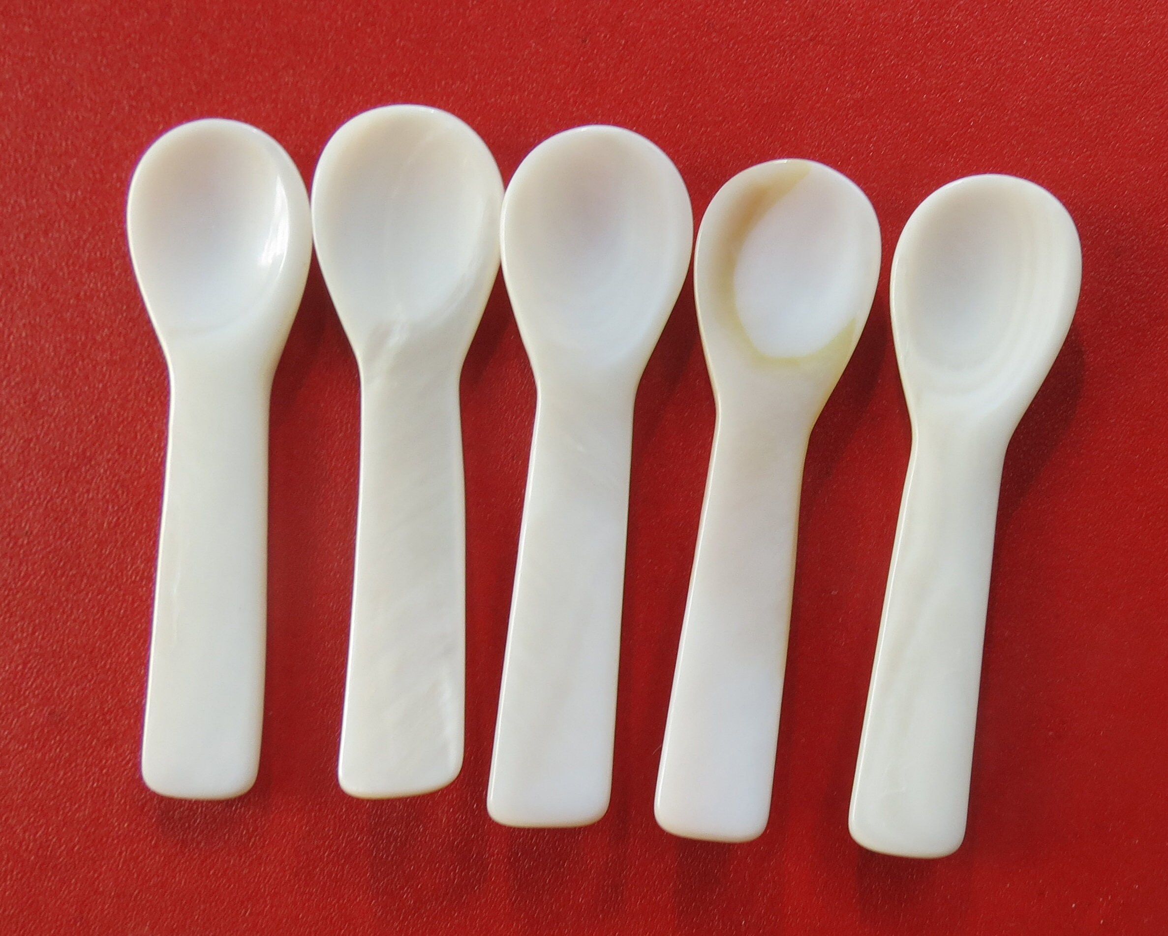 6 Cucchiaini In Madreperla Per Caviale - Lunghezza 10 Cm, Manico In Legno, Per Dessert E Uova - Foto 12