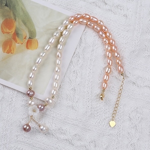 freshwater pearl necklace with shell flower face, pearl necklace, necklace