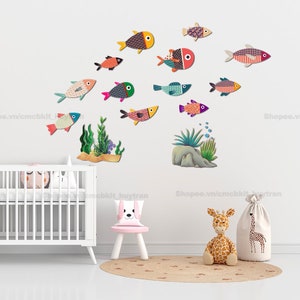 Juego de 12 pegatinas de pared decorativas de colores para la habitación de los niños, sala de estar, sala de libros