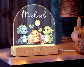 Lámpara de noche con nombre personalizado para bebé, tablero acrílico luminoso de animales, luz nocturna creativa, regalo para habitación de niños