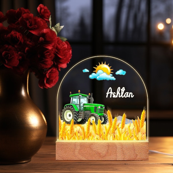 Personalised Tractor Night Light | Nursery Decor | RGB Light | Kids Gift | Nightlight | Children's Nightlight | Digger Light |Tractor Light