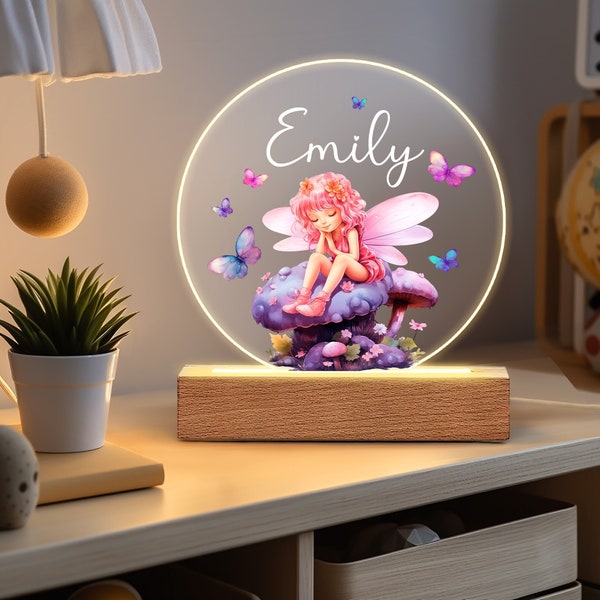 Lampe de nuit avec prénom personnalisé pour bébé, veilleuse créative en panneau acrylique animal lumineux, cadeau pour chambre d'enfant