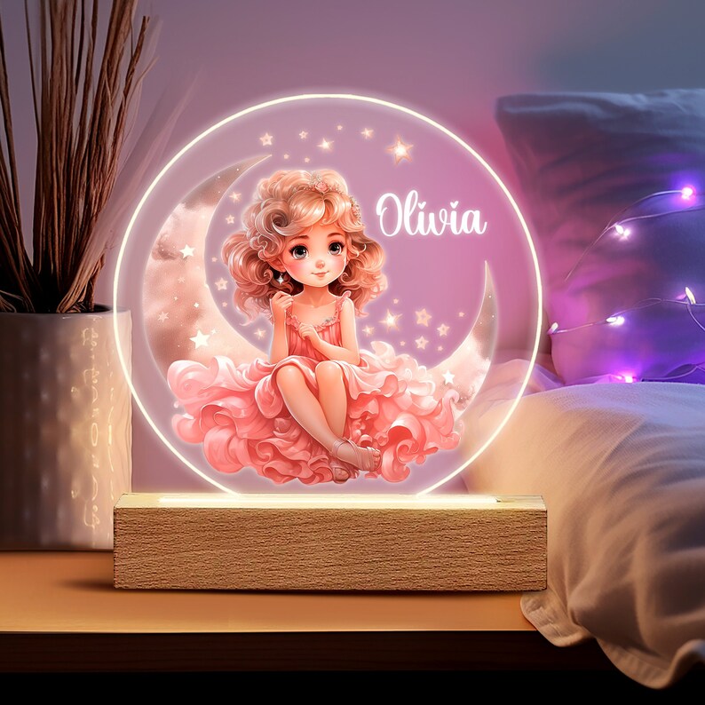 Luz nocturna con nombre personalizado para bebé, tablero acrílico luminoso de animales, luz nocturna creativa, regalo para chico para habitación Design 12