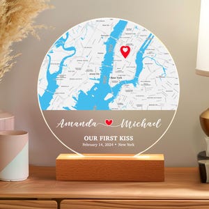 Carte premier rendez-vous personnalisée, carte où nous nous sommes rencontrés, plaque acrylique où tout a commencé, cadeau d'anniversaire, petit ami, cadeau petite amie, carte de couple
