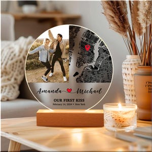 Carte premier rendez-vous personnalisée, plaque acrylique où nous nous sommes rencontrés, carte personnalisée où tout a commencé, cadeau d'anniversaire, décoration d'intérieur minimaliste