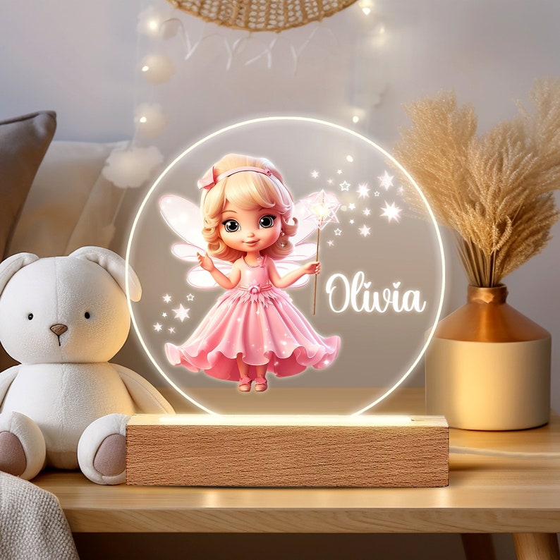 Luz nocturna con nombre personalizado para bebé, tablero acrílico luminoso de animales, luz nocturna creativa, regalo para chico para habitación Design 11