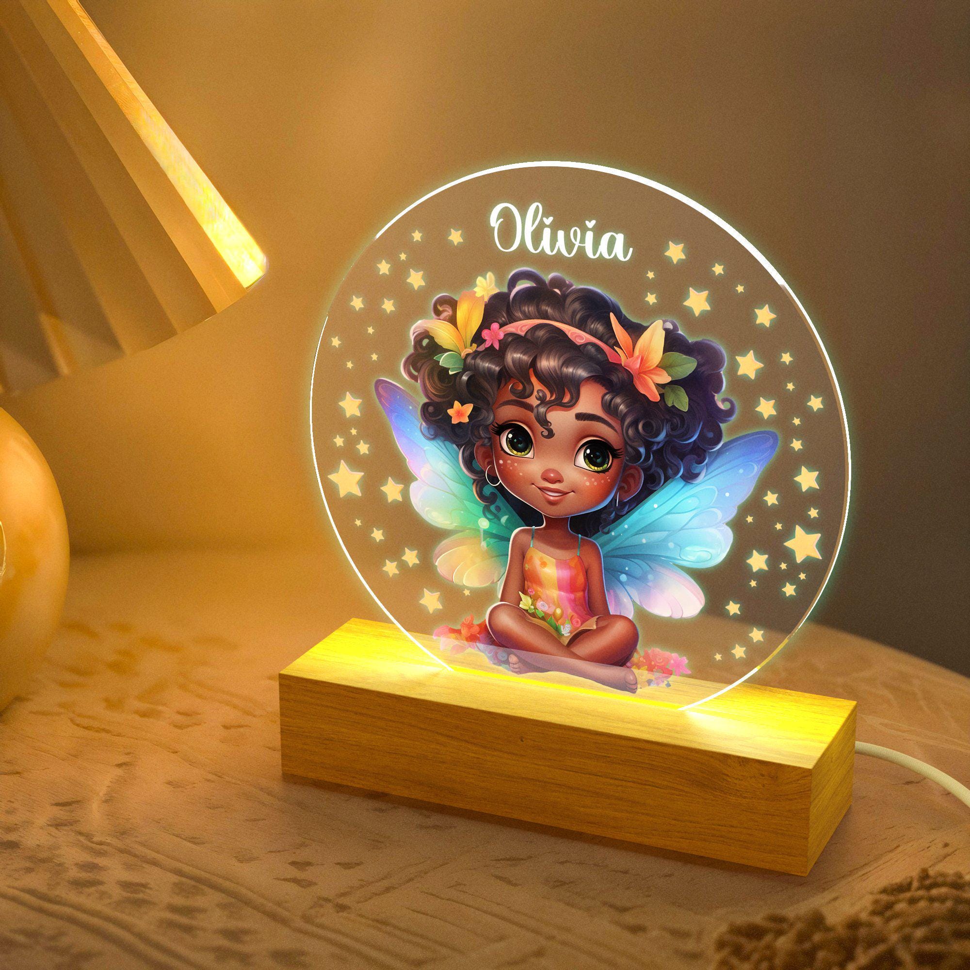 Custom Floral Butterfly Name Night Light, Birthday Gift for Her, Bedroom Bedside Light, Personalized Flower Garden Night Lamp, Nursery Decor