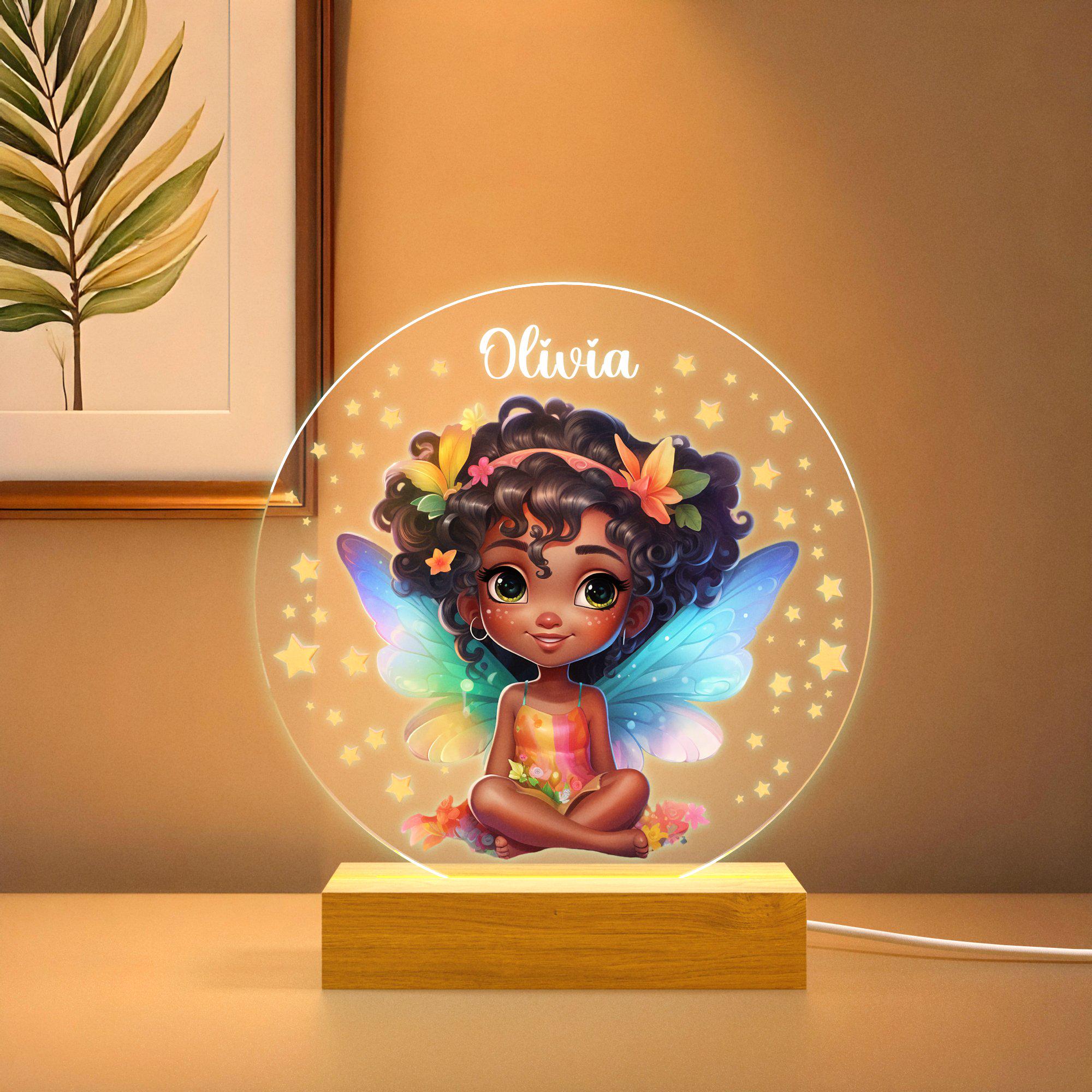 Custom Floral Butterfly Name Night Light, Birthday Gift for Her, Bedroom Bedside Light, Personalized Flower Garden Night Lamp, Nursery Decor