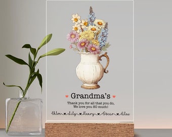 Regalo de jardinería del Día de las Madres / Nuestra impresión de grupo familiar / Regalo familiar de flores de nacimiento / Regalo para abuelos / Regalo para mamá / Regalo de nuevo hogar