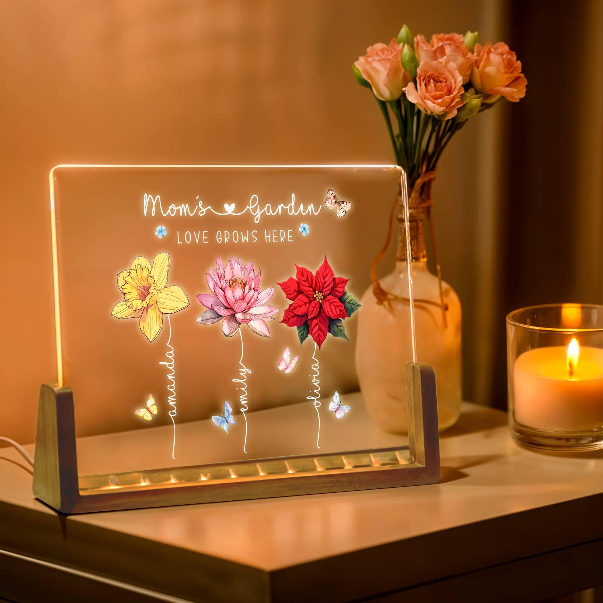Custom Mom's Garden Night Light with name,Birth Month Flower Custom Light,Family member names, Mother's Day Gift,Family Birth Flower Gift