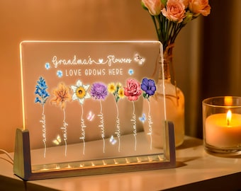 Personalized Gifts for Mom, Grandma Gifts, Custom Night Light, Mom Christmas Gift, Grandma&#39;s Garden, Gifts for Grandma from Grandkids