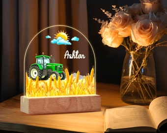 Baby Geschenk Junge, Traktor Nachtlampe, Baby Junge LED Nachtlicht, Taufgeschenk, Kinderzimmer Lampe Dekor, Babypartygeschenk, Geschenke für Kinder