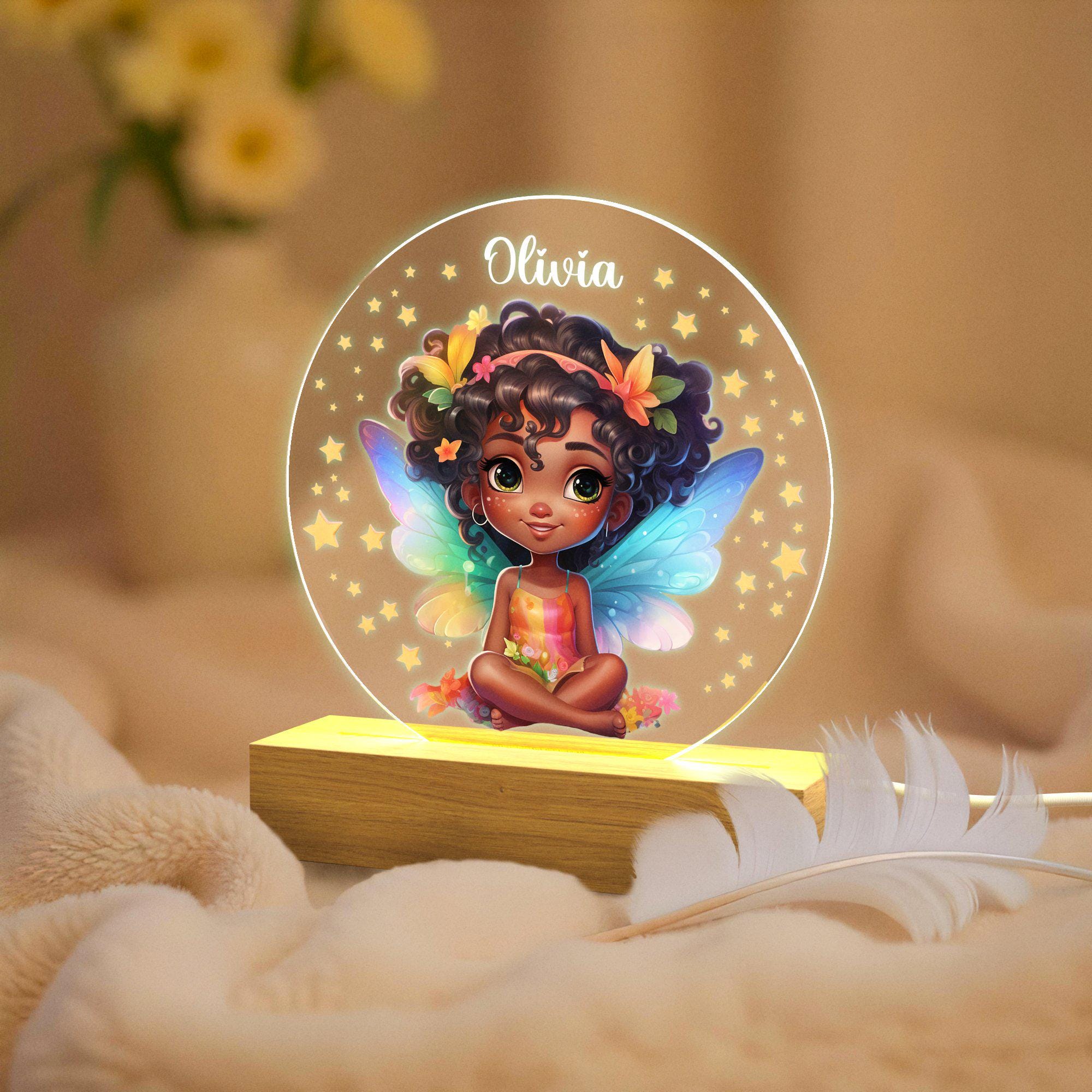 Custom Floral Butterfly Name Night Light, Birthday Gift for Her, Bedroom Bedside Light, Personalized Flower Garden Night Lamp, Nursery Decor