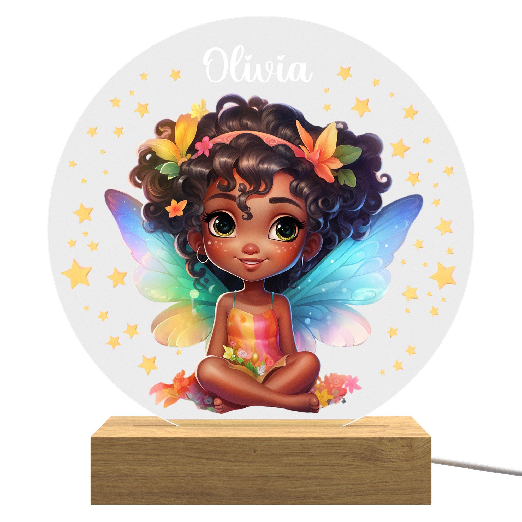 Custom Floral Butterfly Name Night Light, Birthday Gift for Her, Bedroom Bedside Light, Personalized Flower Garden Night Lamp, Nursery Decor
