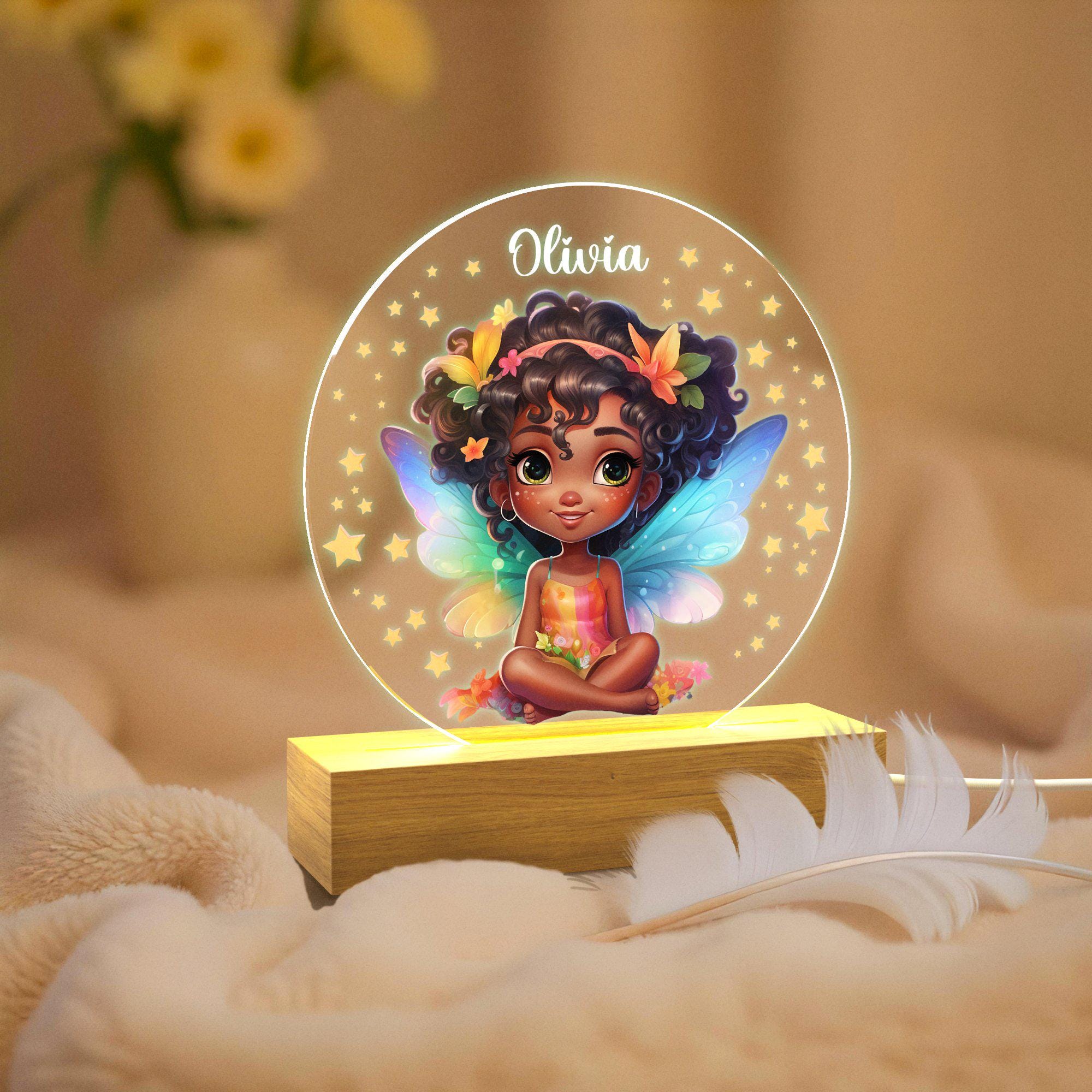 Custom Floral Butterfly Name Night Light, Birthday Gift for Her, Bedroom Bedside Light, Personalized Flower Garden Night Lamp, Nursery Decor