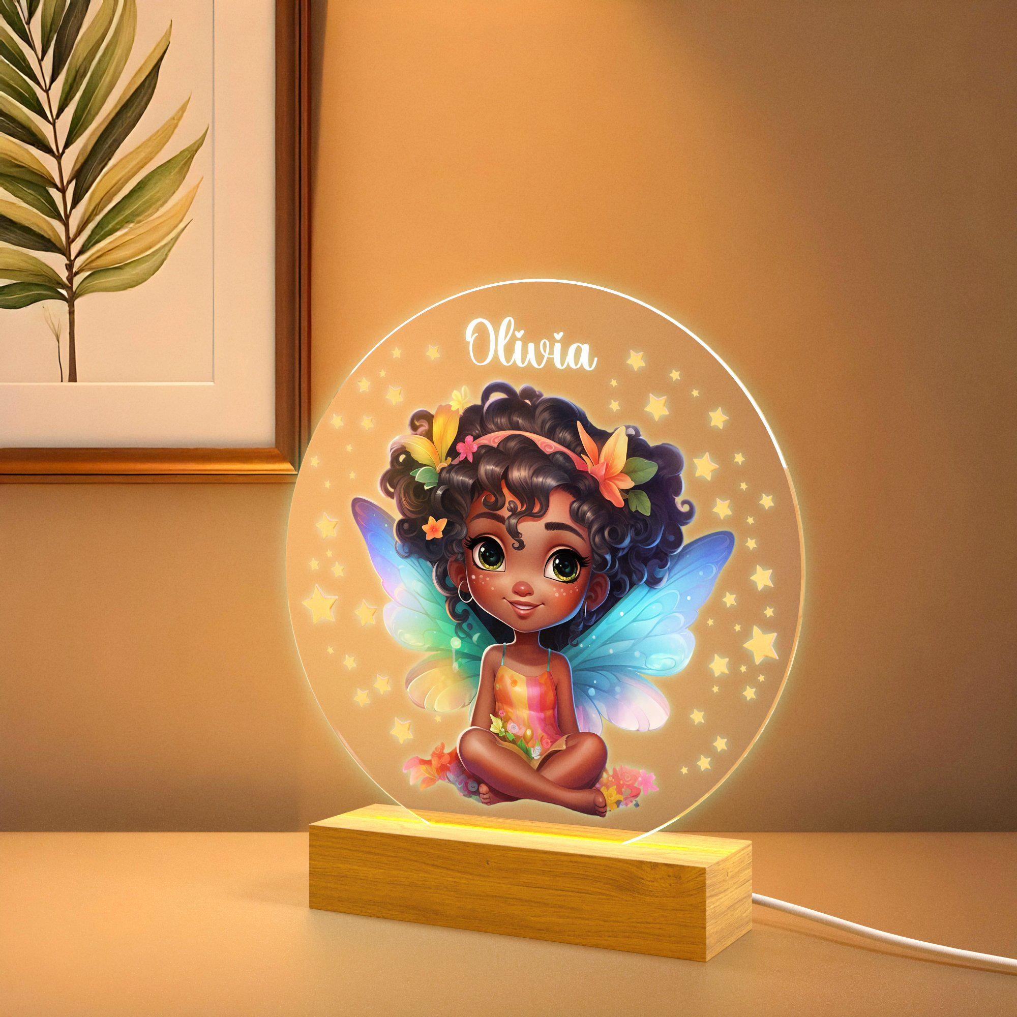 Custom Floral Butterfly Name Night Light, Birthday Gift for Her, Bedroom Bedside Light, Personalized Flower Garden Night Lamp, Nursery Decor