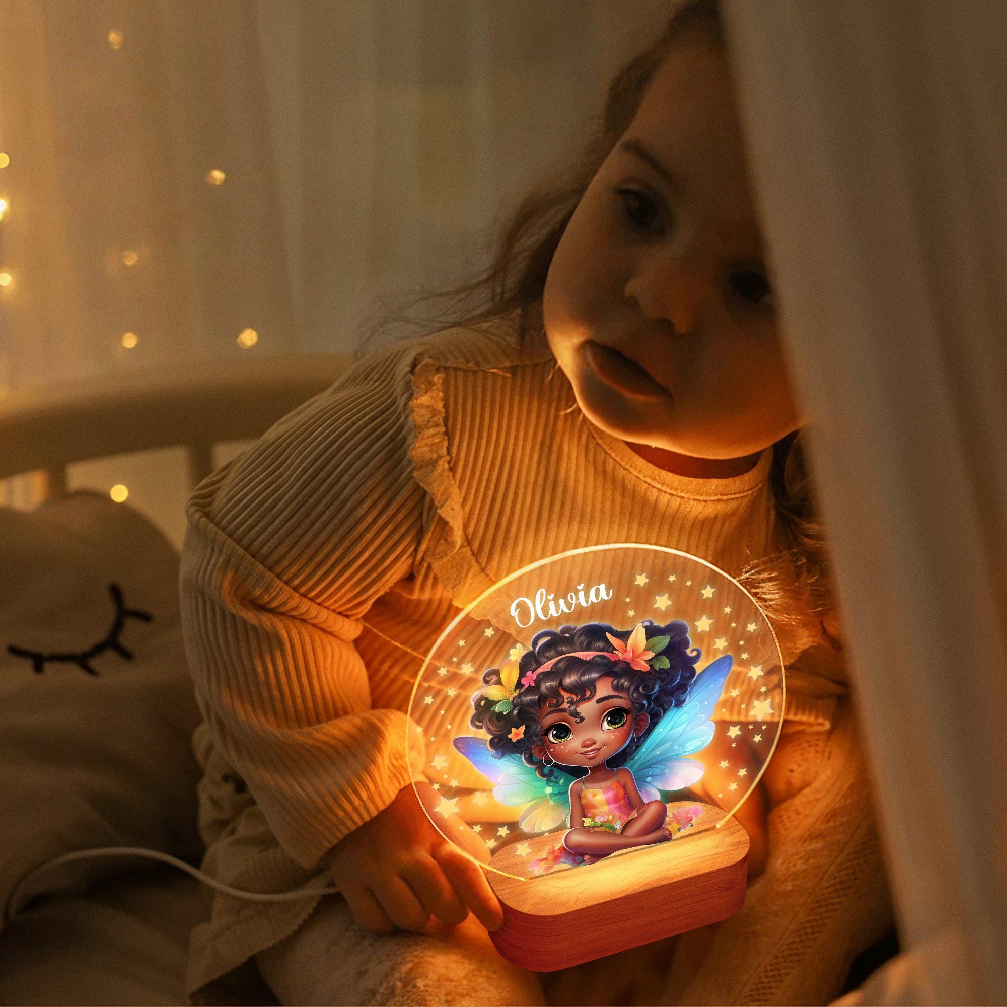 Custom Floral Butterfly Name Night Light, Birthday Gift for Her, Bedroom Bedside Light, Personalized Flower Garden Night Lamp, Nursery Decor
