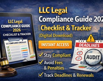 LLC Legal Compliance Playbook | Checklist & Tracker (Digital Download)