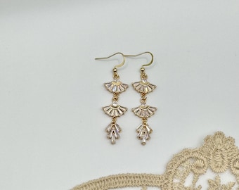 Art Deco Dangle Earrings, Gold Crystal Earrings, Bridal or Everyday Statement Earrings, Vintage Inspired Jewelry, Bridesmaid Gift