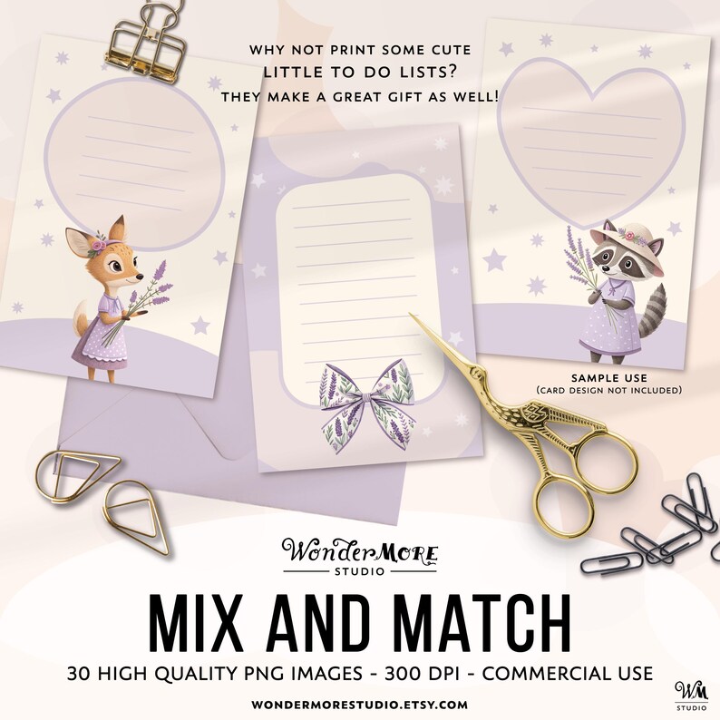 Lavender Clipart Bundle Cute Purple PNG Graphics Transparent Woodland Animals Clip Art Sweet Lilac Clipart Set Instant Download by WondermoreStudio, by Wondermore Studio
