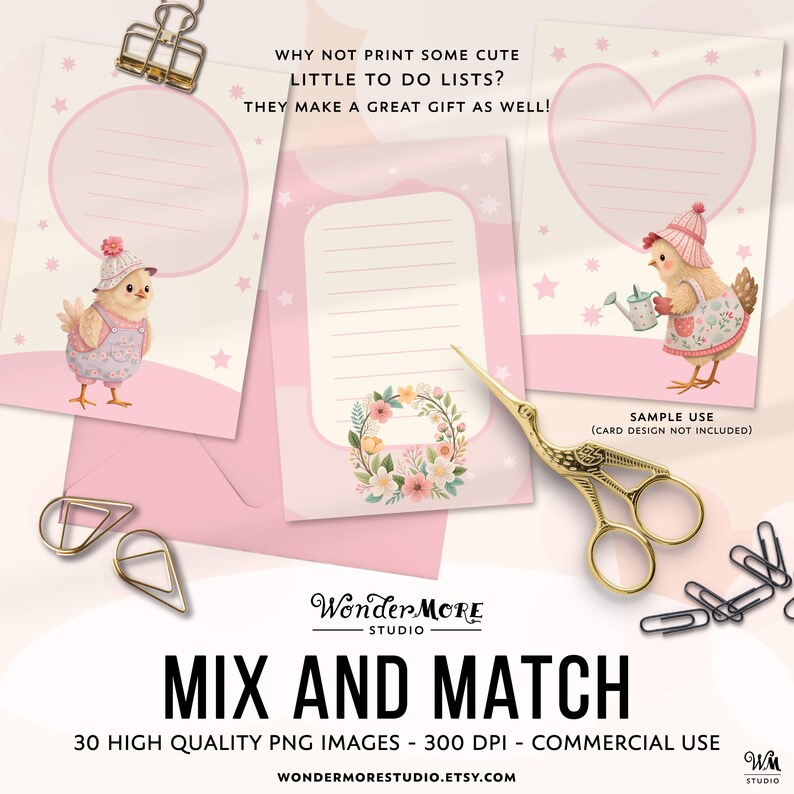 Cute Chicken Clipart PNG Garden Chickens Graphics Transparent Spring Cottagecore Clip Art Sweet Pink Chicken Coop Instant Download by WondermoreStudio, by Wondermore Studio