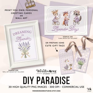 Lavender Clipart Bundle Cute Purple PNG Graphics Transparent Woodland Animals Clip Art Sweet Lilac Clipart Set Instant Download by WondermoreStudio, by Wondermore Studio