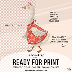 Strawberry Goose Clipart PNG Cute Geese Graphics Transparent Spring Cottagecore Clip Art Sweet Clipart Strawberries Instant Download by WondermoreStudio, by Wondermore Studio