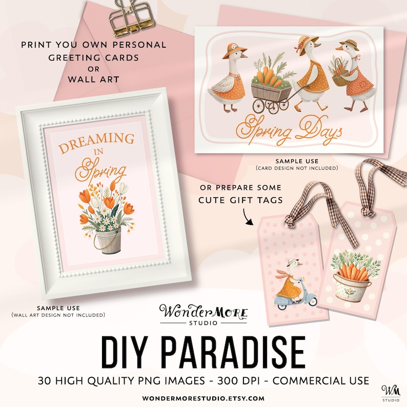 Easter Goose Clipart PNG Cute Carrot Geese Graphics Transparent Spring Cottagecore Clip Art Orange Sweet Clipart Instant Download by Wondermore Studio, by WondermoreStudio