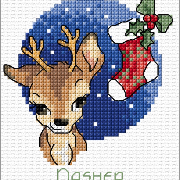 Dasher - Christmas Counted Cross Stitch Pattern by Maria Diaz