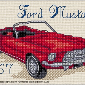 1967 Ford Mustang - Cross Stitch Pattern