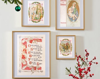 Vintage Victorian Designs Print Set, Christmas Prints, Giclee, Art Prints, Vintage, Antique Art, Wall Art, Print Sets, Holiday Print Sets