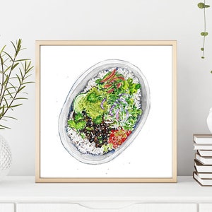 Veggie Bowl | Food Art | Watercolor Art | Digital Art | Wall Art | Wall Decor