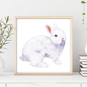 Rabbit Watercolor Printable Digital Art | Nursery Decor | Woodland Animals | Home Decor
