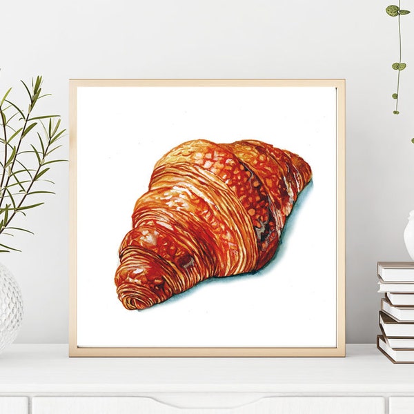 Croissant Watercolor | Digital Art | Food Art | Home Decor | Kitchen Decor | Digital Art Printable