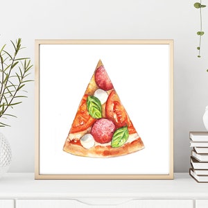 Pizza Slice Watercolor Art | Digital Printable Art | Home Decor | Kitchen Art Restaurant Decor