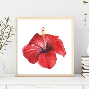 Hibiscus Tropical Watercolor Digital Art | Printables | Home Decor