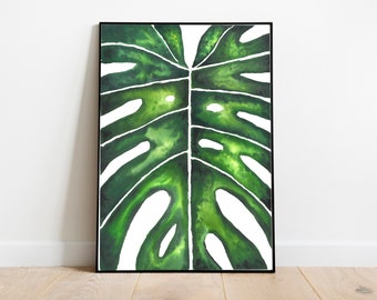 Monstera Leaf Print | Digital Art | Digital Art Download | Printable Art | Watercolor Art