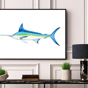 Marlin Watercolor Digital Printable Art | Sea | Marine Life