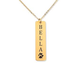 Collar con nombre de mascota y estampado de patas - Joyería de regalo para mascotas para perros y gatos personalizada